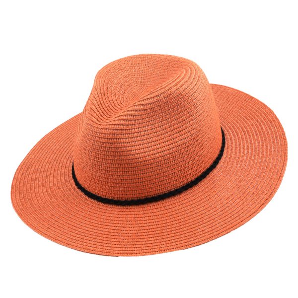 Summer Fedora Hat with Velvet Band - Brick