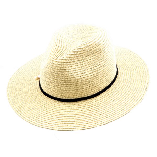 Maz Summer Fedora Hat with Velvet Band - Beige