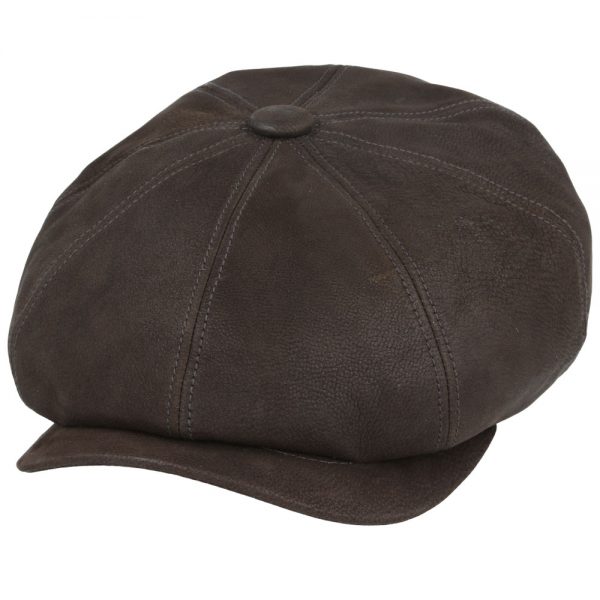Gladwin Bond Hatters London Leather newsboy cap - Brown