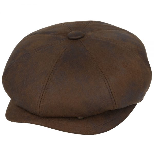 Gladwinbond Leather Look Newsboy Cap - Brown
