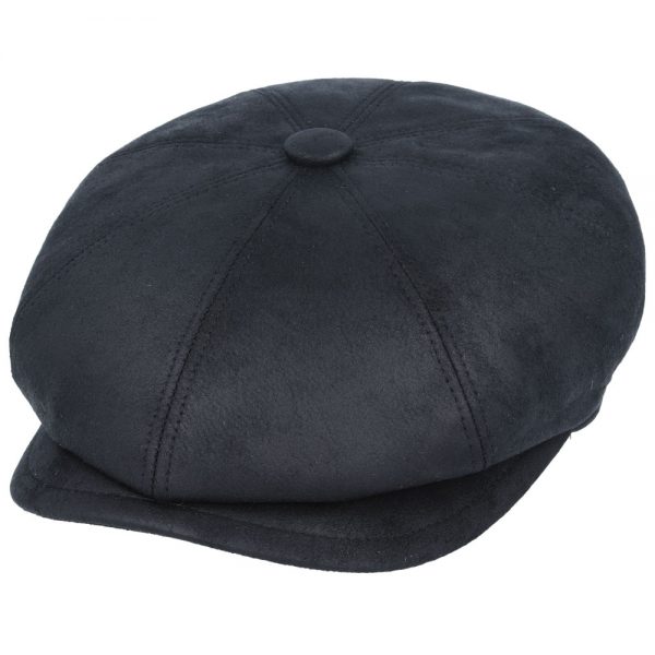 Gladwinbond Leather Look Newsboy Cap - Black