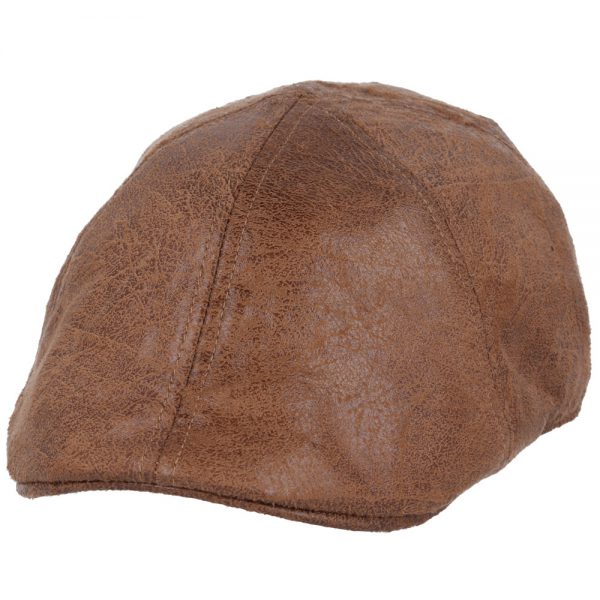 Maz Cracked Leather Distressed Vintage Six Panel Cap - Brown