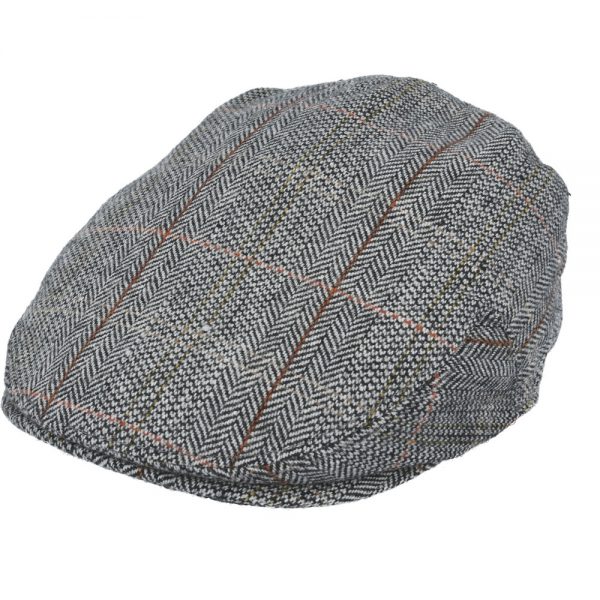 G&H Check Herringbone Flat Cap - Grey