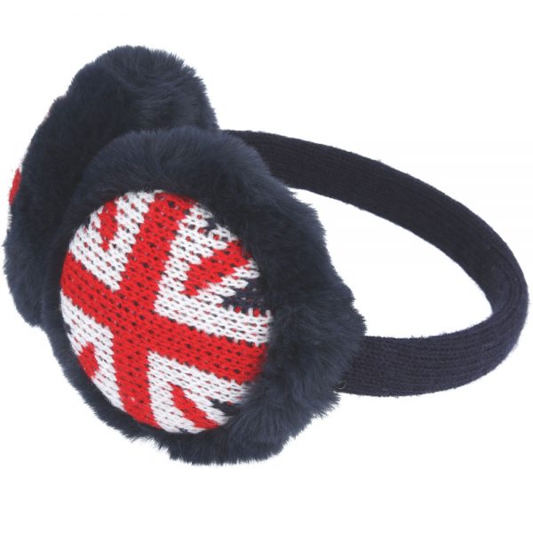 Maz Faux Fur Union Jack Earmuff - Navy Blue