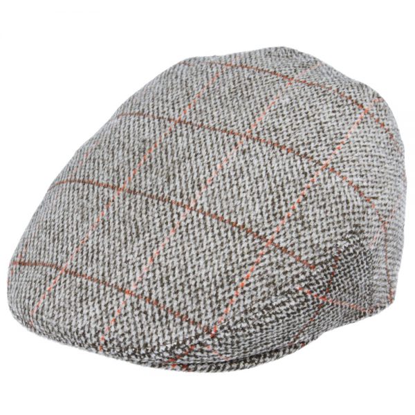 G&H Wool Check Tweed Flat Cap - Grey