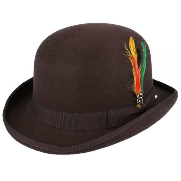 Classic Wool Bowler Hat - Brown