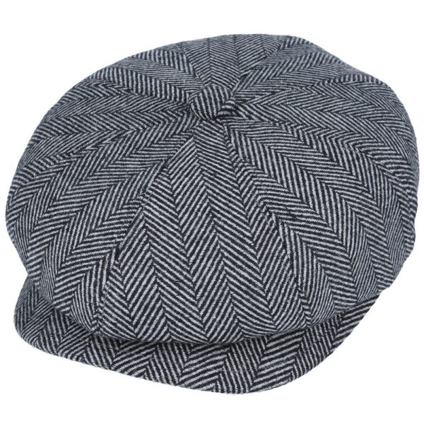 Gladwin Bond Hatters London Herringbone Newsboy Cap - Black