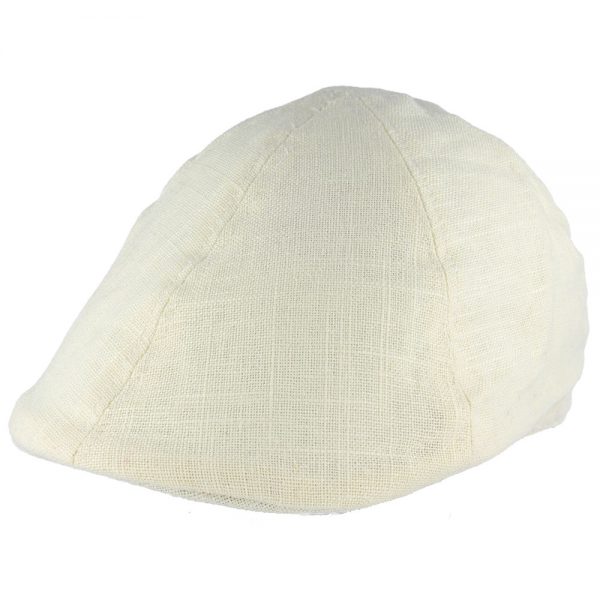 G&H Linen Duckbill 6-Panel Flat Cap - Cream