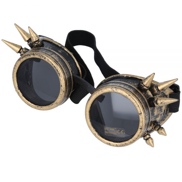 Maz Vintage Steampunk Spike Goggles Glasses Cyber Punk Gothic - Copper