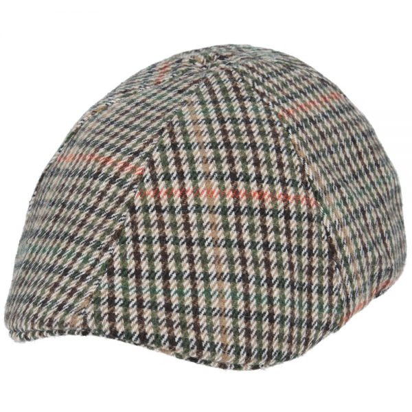 Maz Six Panel Tweed Flat Cap - Brown