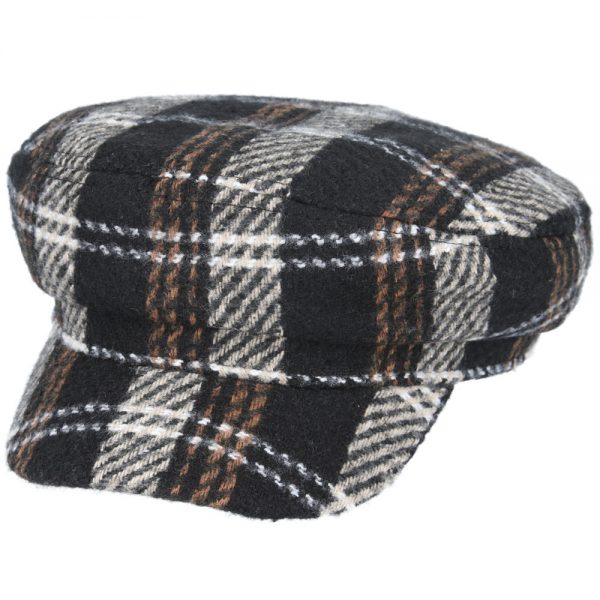 Maz Check Fiddler Fisherman Cap - Black
