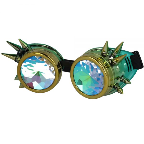 Maz Kaleidoscope Steampunk Spike Goggles Glasses Cyber Punk Gothic - Yellow