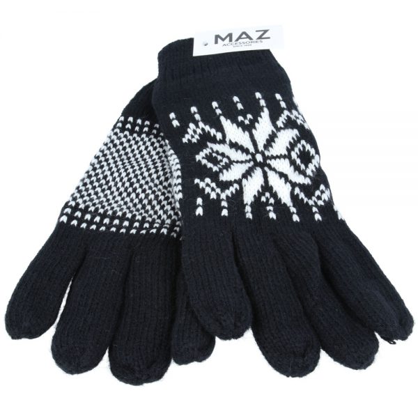 Maz Unisex Black Aztec Jacquard Gloves