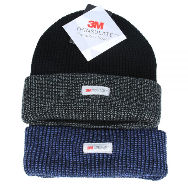 Maz Unisex Thinsulate 3M Double Knitted Beanie - Black-Navy
