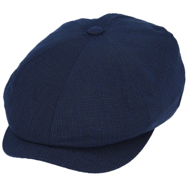 Maz Limited Edition Plain Flat Six Panel Newsboy Cap - Navy
