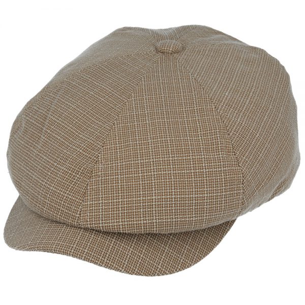 Maz Limited Edition Plain Flat Six Panel Newsboy Cap - Beige