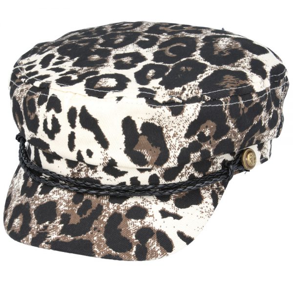 Maz Leopard Fiddler Fisherman Cap - Cream