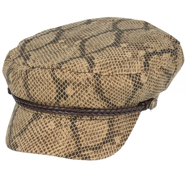 Maz Snake Print Fiddler Fisherman Cap - Brown