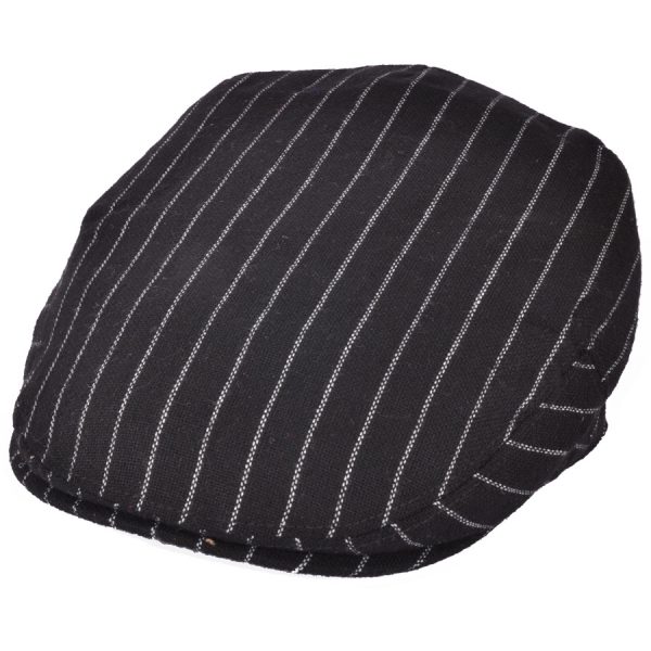 Black Pinstripe G&H Flat Cap