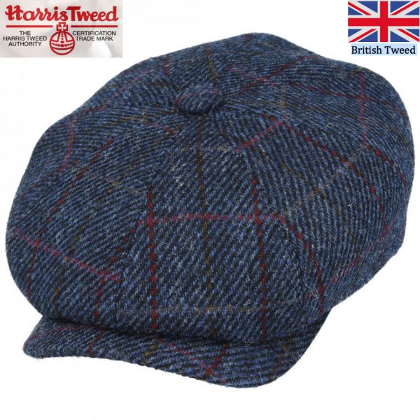Gladwin Bond Harris Tweed Wool Newsboy Cap - Navy