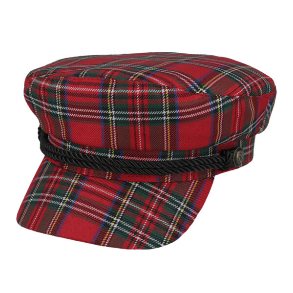 Tartan Breton Fisherman Fiddler Caps - Red