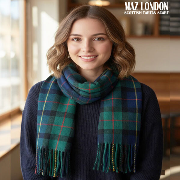 Maz Black Watch Check Tartan Scarves - Blue