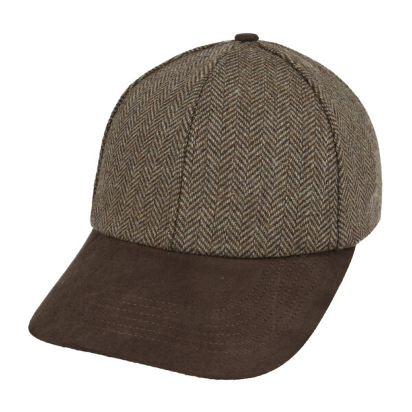 Herringbone With Suede Peak Baseball Cap