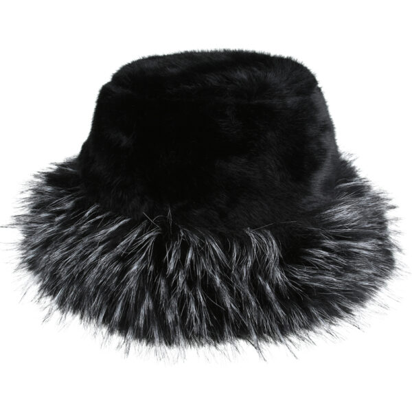Fluffy Soft Faux Fur Bucket Hat - Black